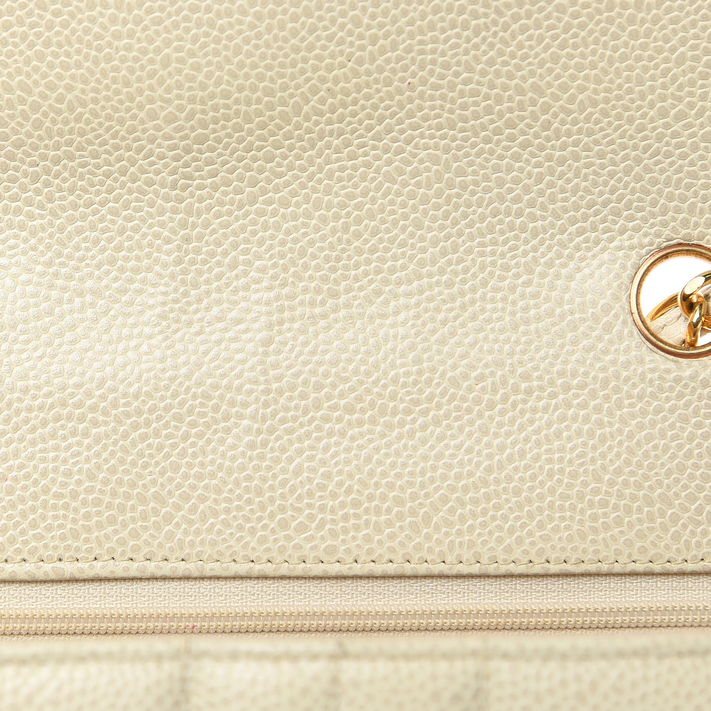 Caviar Vertical Quilted Small Single Flap Beige