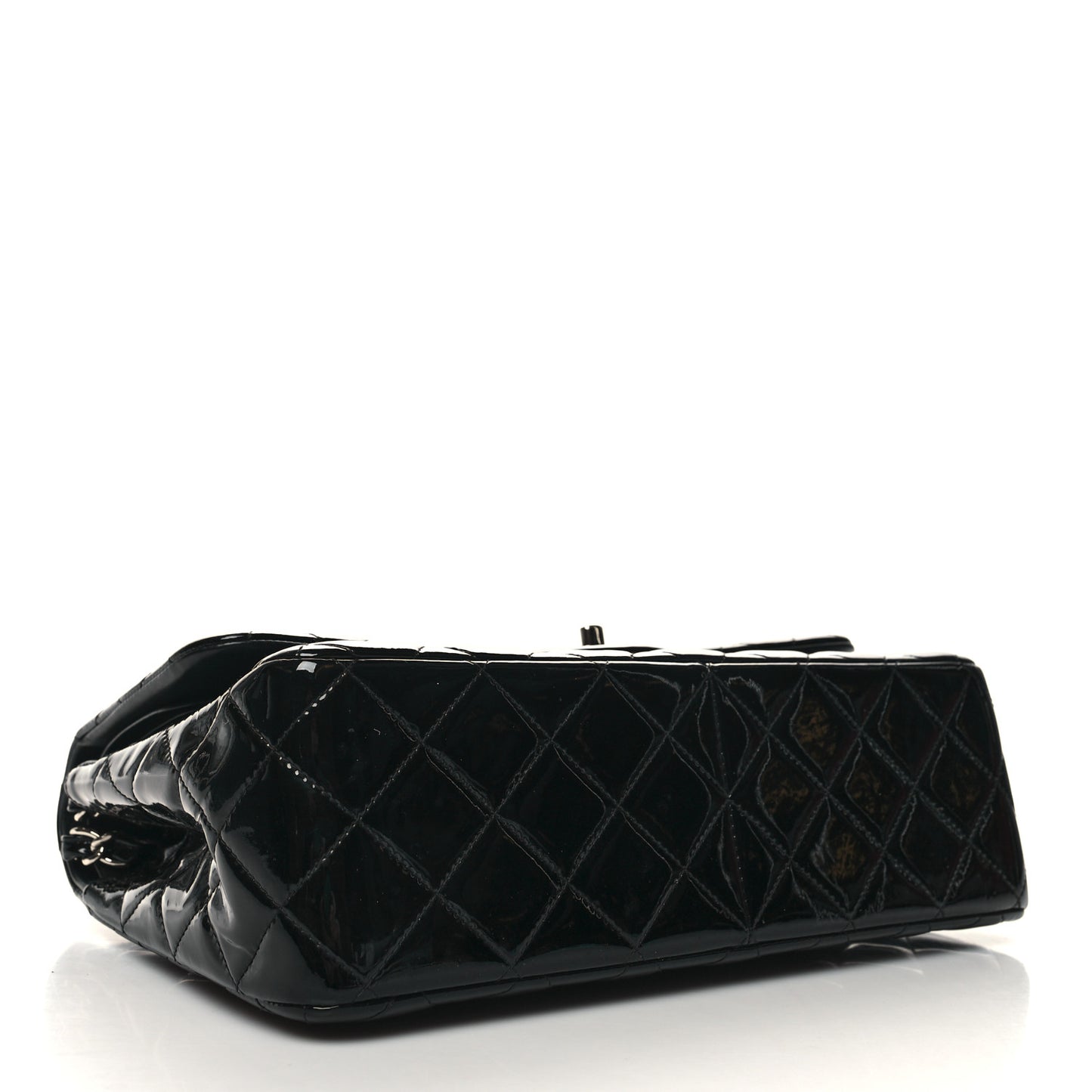 Patent Quilted Jumbo Double Flap Black