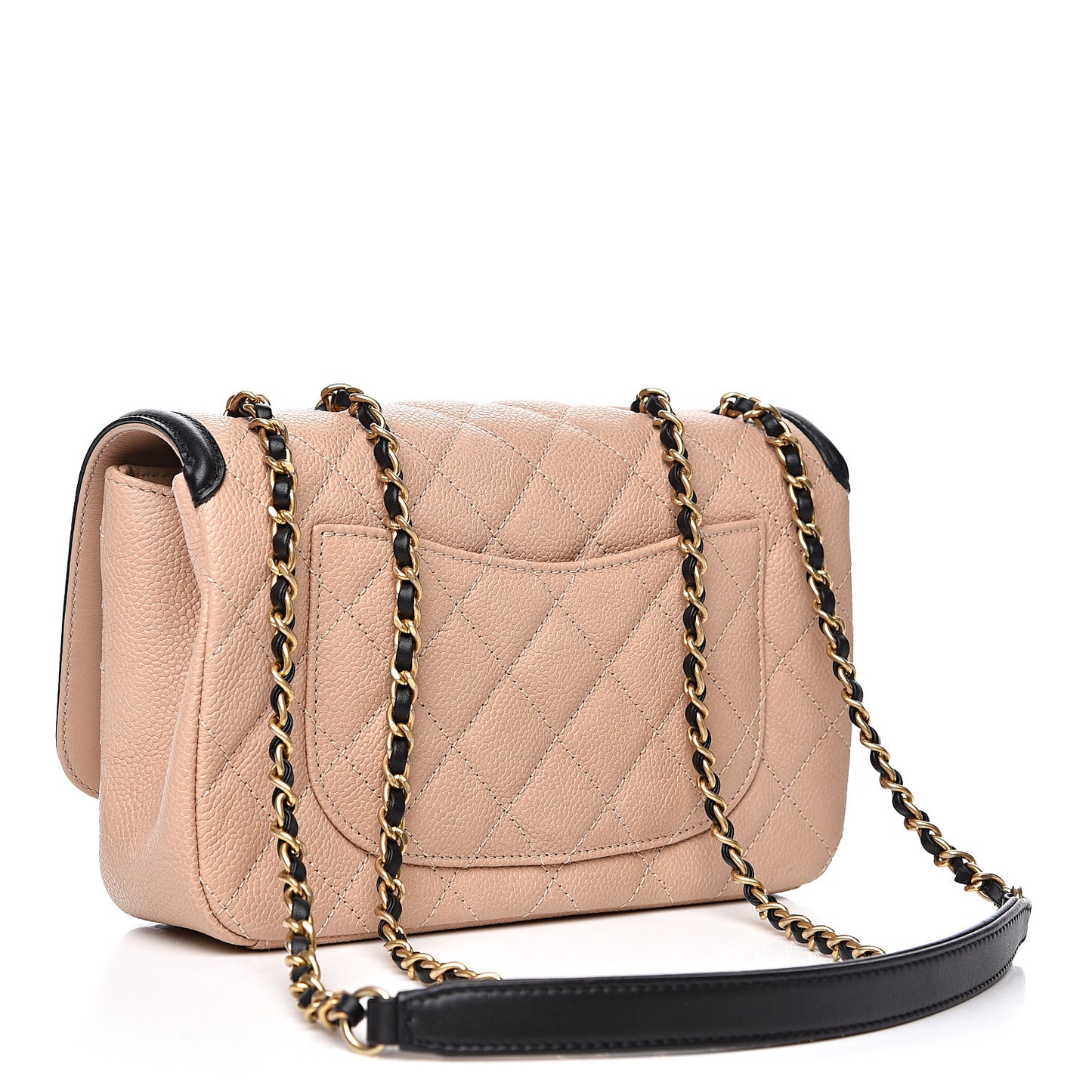 Caviar Quilted Small CC Filigree Flap Beige Black