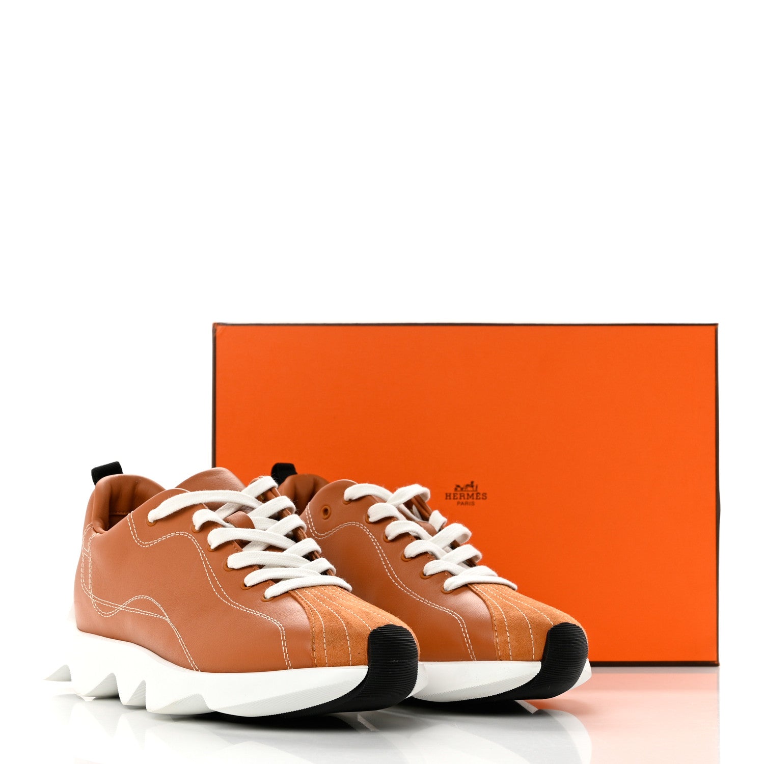 Hermes Calfskin Suede Goatskin Envol Sneakers 37 Naturel 9 of 9
