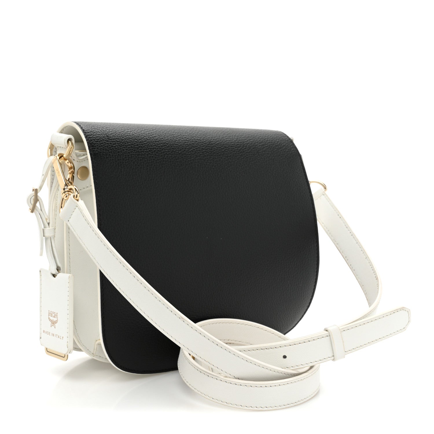 MCM Visetos Calfskin Small Patricia Crossbody Bag Cognac White Black 3 of 16