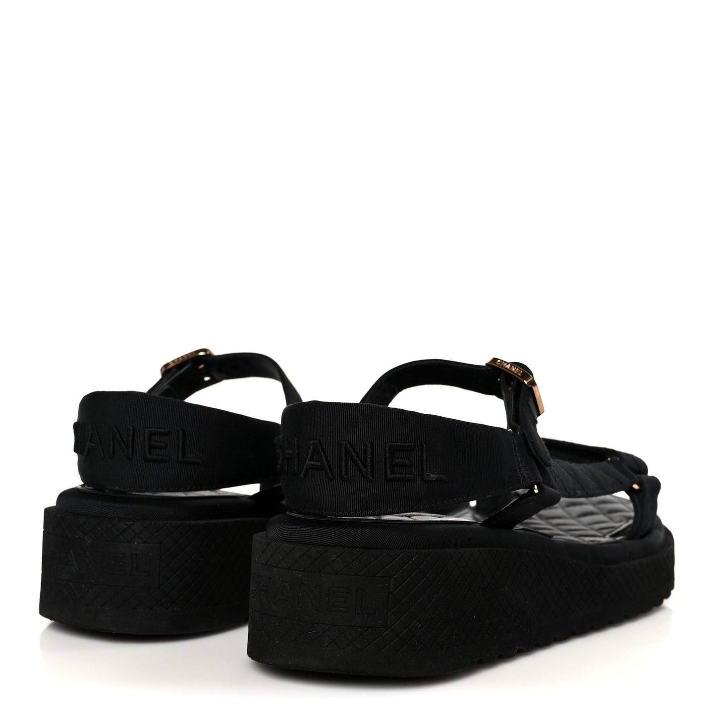 Grosgrain Logo Platform Sandals 38.5 Black