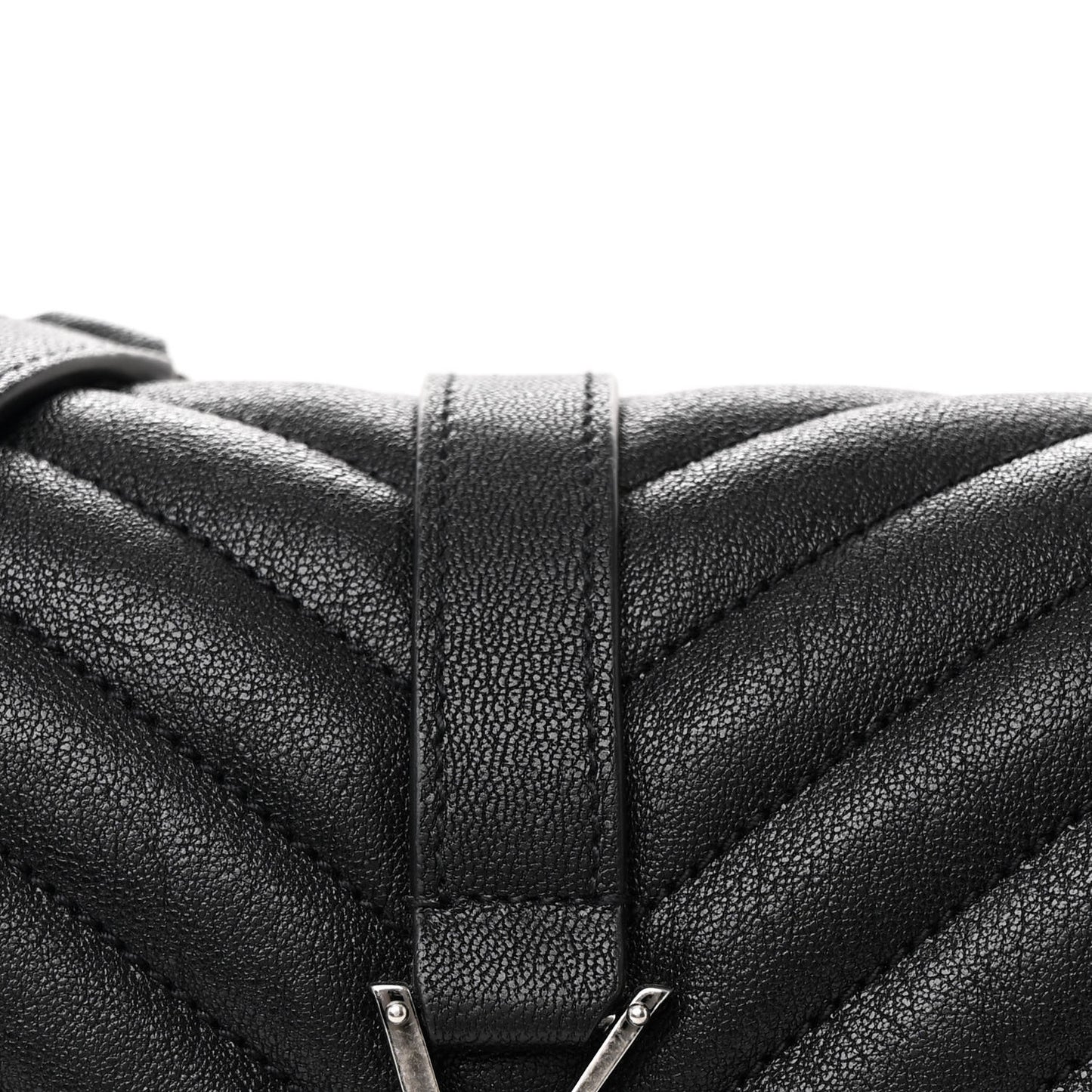 Sheepskin Matelasse Chevron Monogram Medium College Bag Black