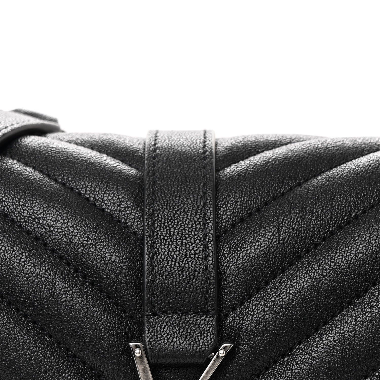 Saint Laurent Sheepskin Matelasse Chevron Monogram Medium College Bag Black 9 of 12