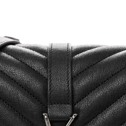 Saint Laurent Sheepskin Matelasse Chevron Monogram Medium College Bag Black 9 of 12