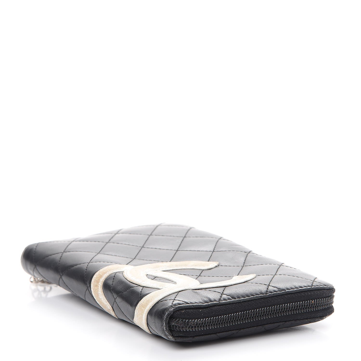 Chanel Cambon Zip Around Organizer Wallet Black White 4 of 25