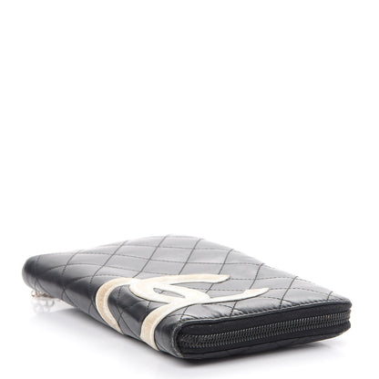 Chanel Cambon Zip Around Organizer Wallet Black White 4 of 25