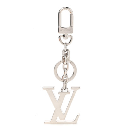 Louis Vuitton Metal Palladiium Finish LV Initiales Bag Charm Key Holder Silver 1 of 5