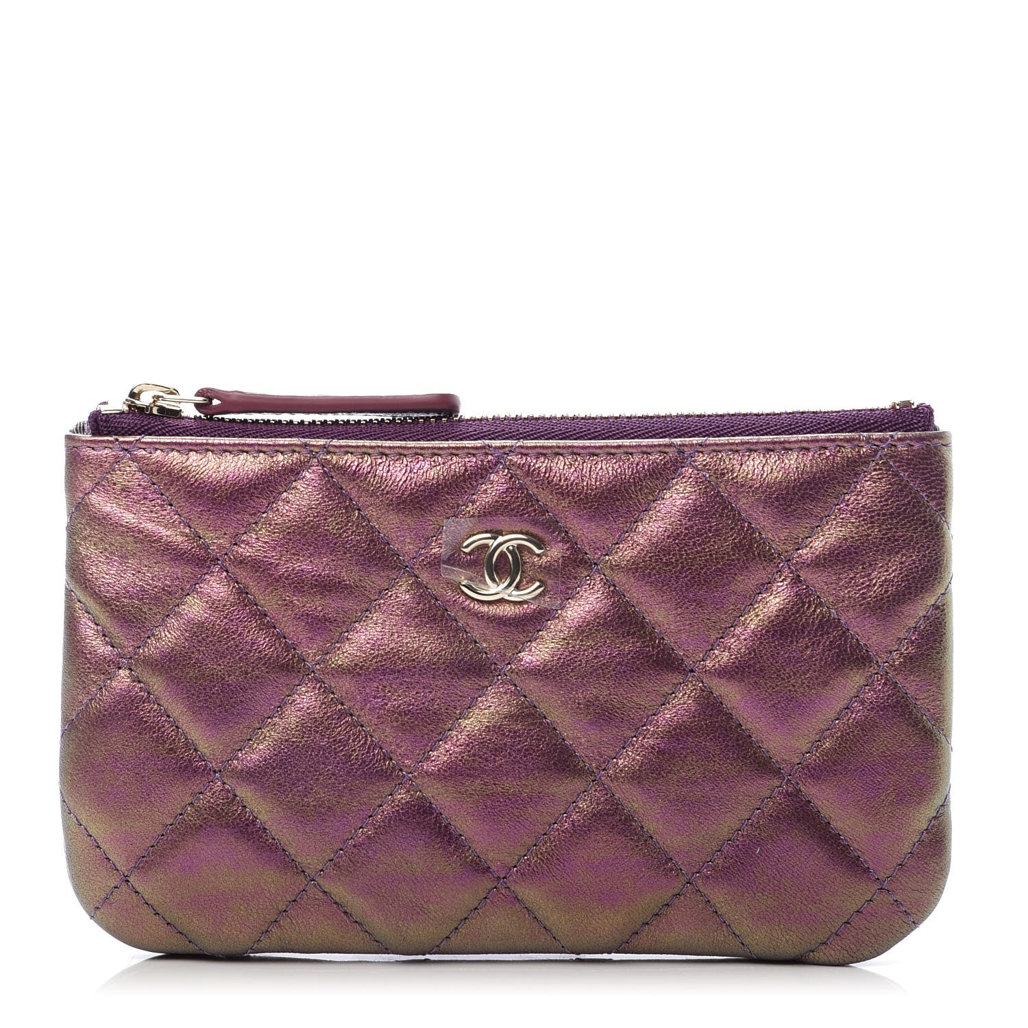 Chanel Iridescent Lambskin Quilted Small Cosmetic Case Purple 1 of 8