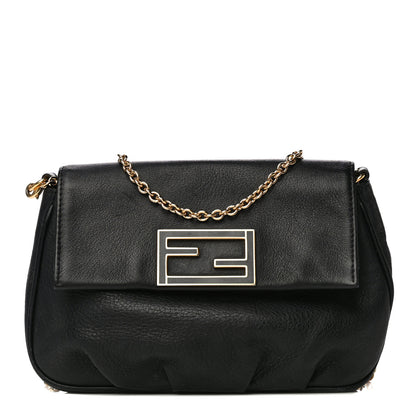 Fendi Vitello Flamingo Enamel Fendista Pouchette Crossbody Black 1 of 22