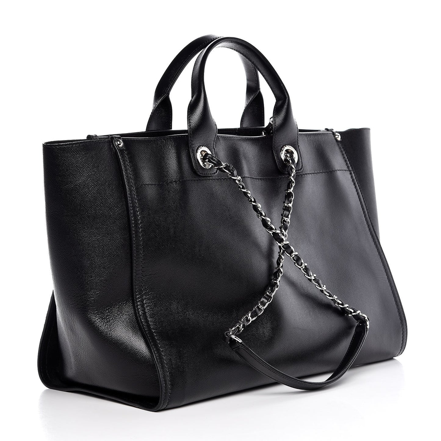 Caviar Medium Studded Deauville Tote Black