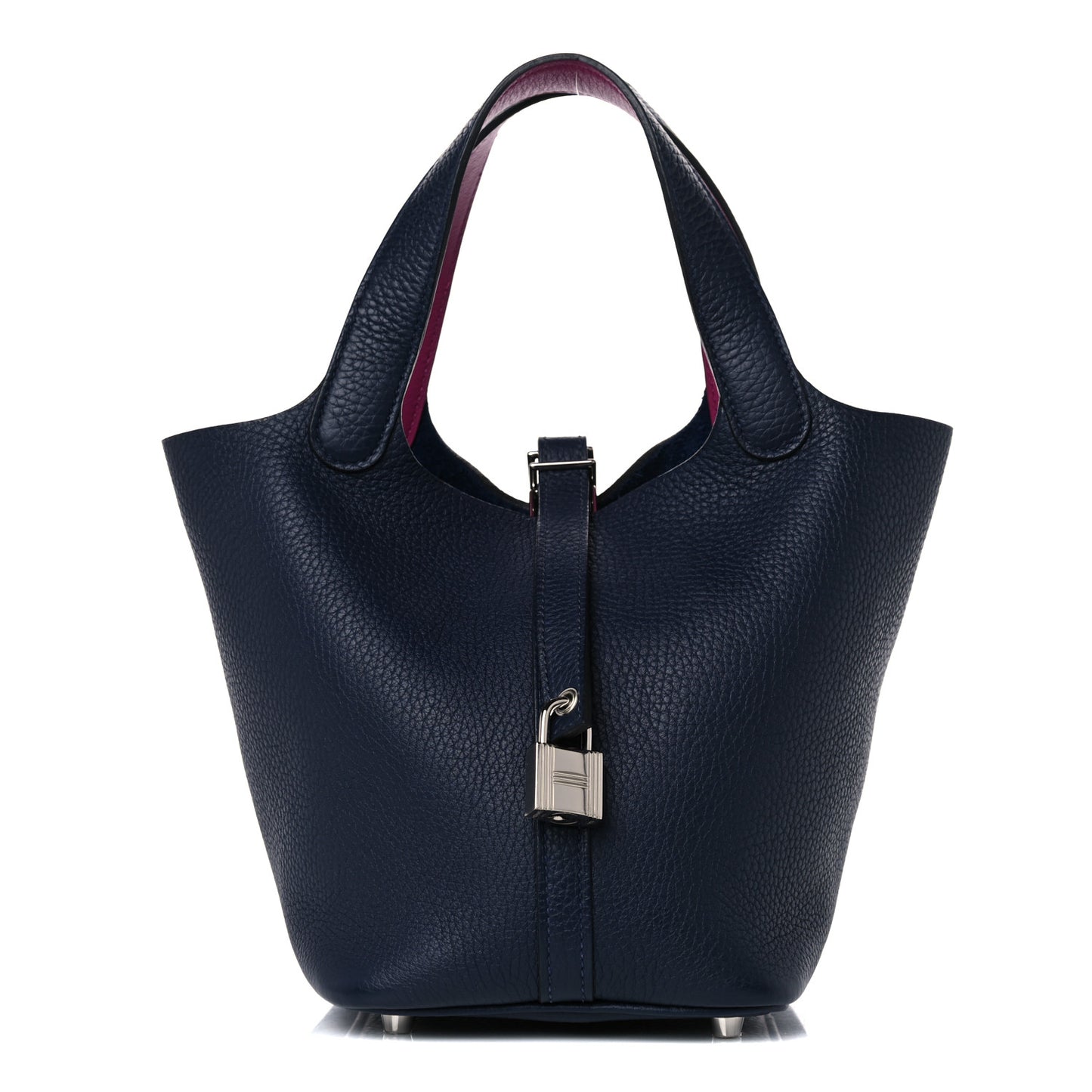 Taurillon Clemence Swift Eclat Picotin Lock 18 PM Bleu Nuit Rose Pourpre