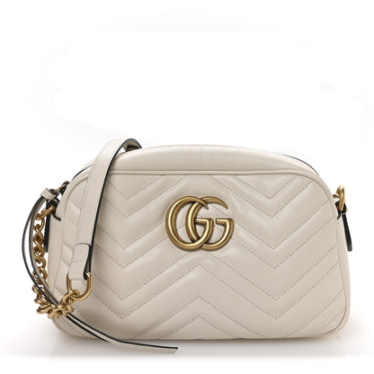 Gucci Calfskin Matelasse Small GG Marmont Chain Shoulder Bag White 1 of 10