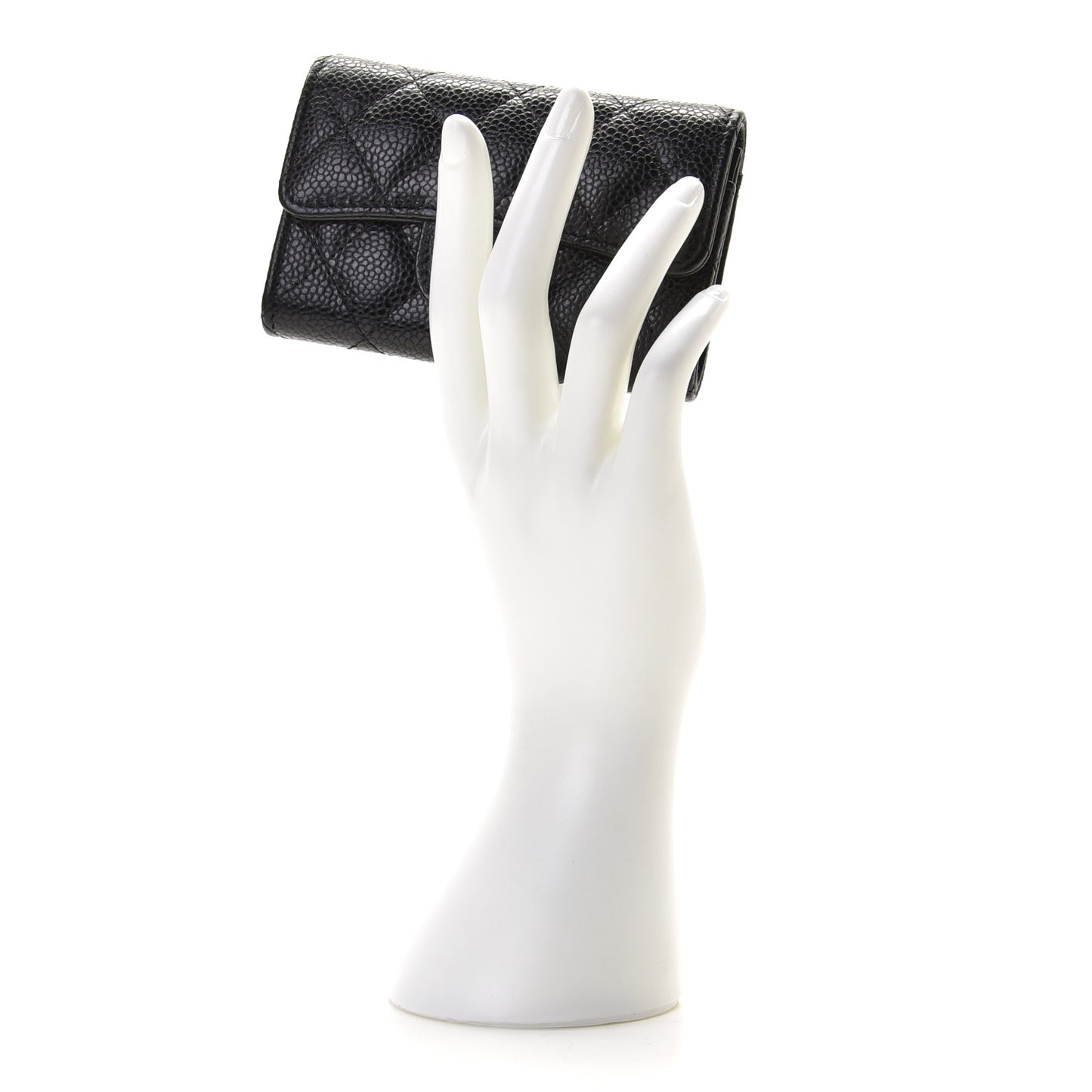 Caviar Quilted Flap Card Holder Black
