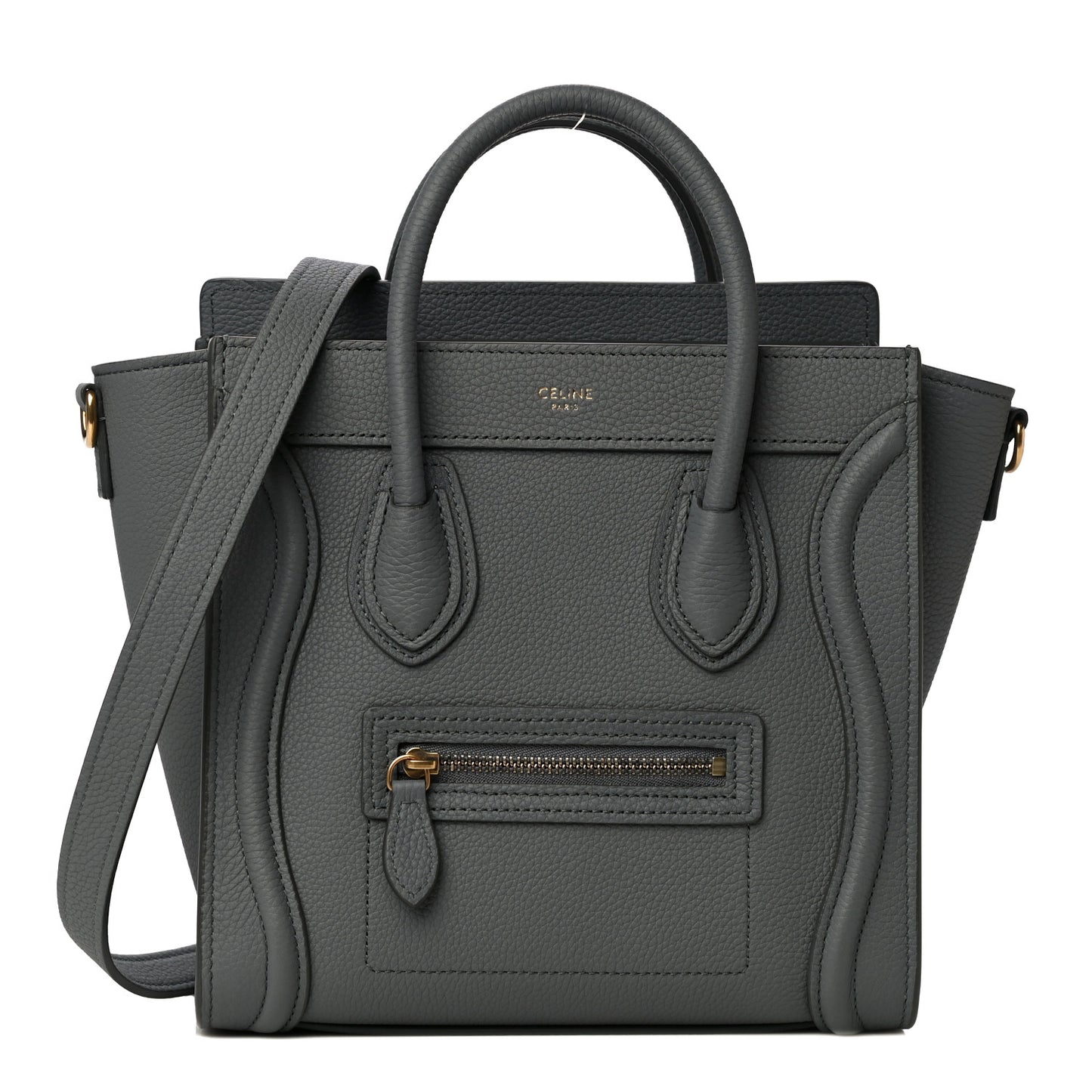 Baby Drummed Calfskin Nano Luggage Kohl