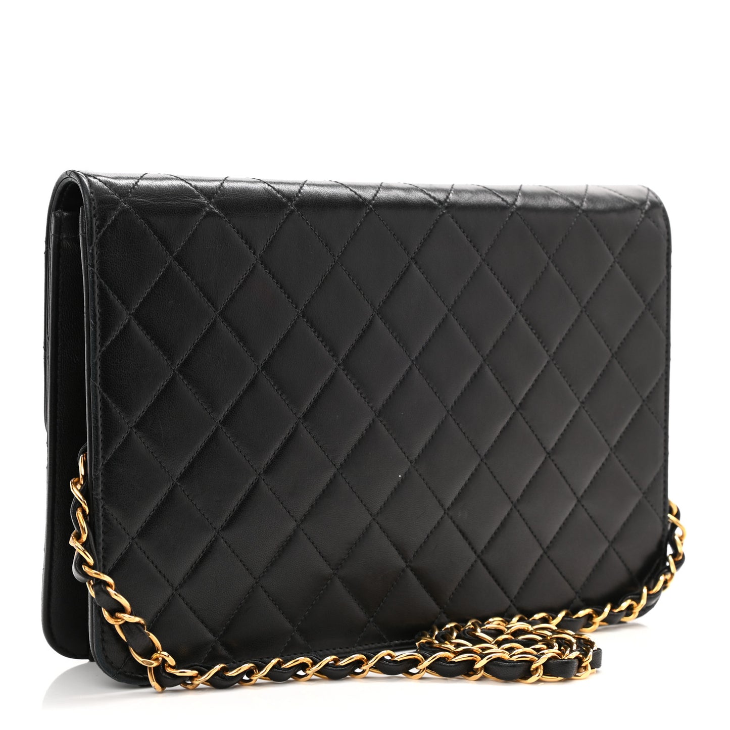 Lambskin Quilted Medium Single Flap Black