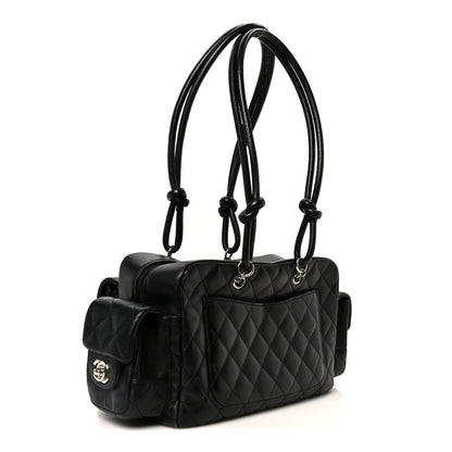Chanel Calfskin Quilted Small Cambon Multipocket Reporter Black White 3 of 10