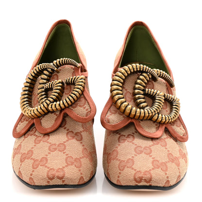 Gucci Monogram Satin Torchon Double G Pumps 37.5 Beige Ruggine Copper 3 of 9