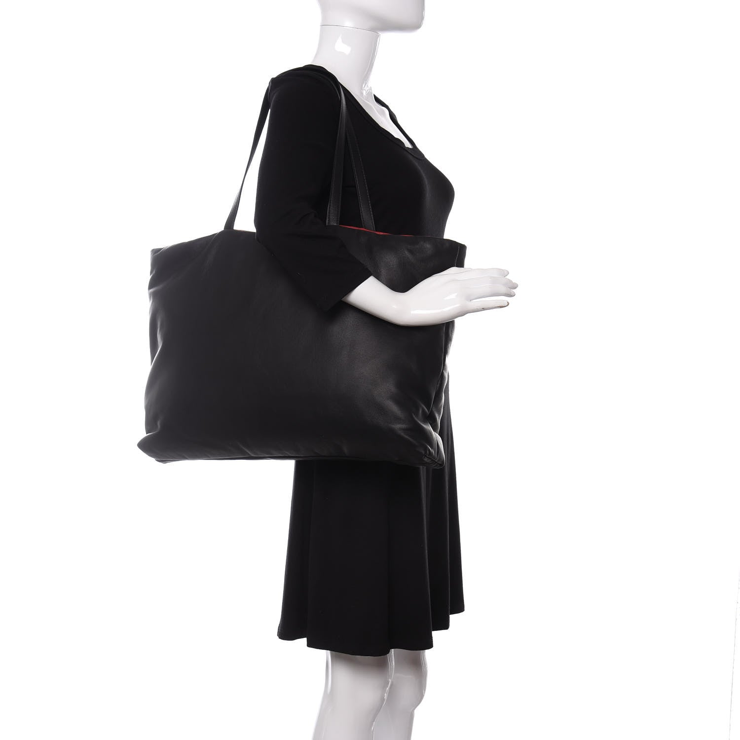 Mansur Gavriel Calfskin Reversible Pillow Tote Black Flamma 2 of 9