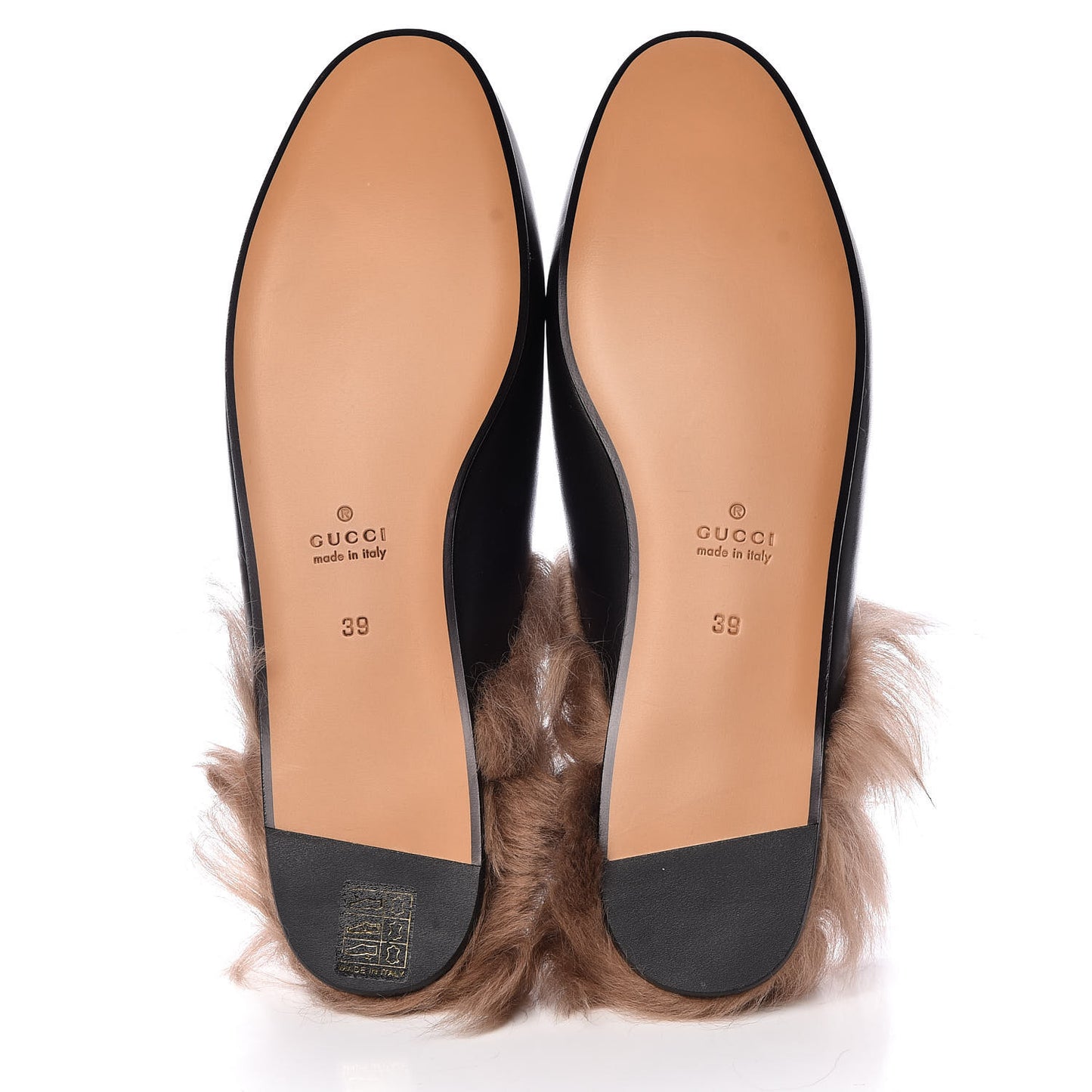 Calfskin Fur Womens Princetown Slippers 39 Black