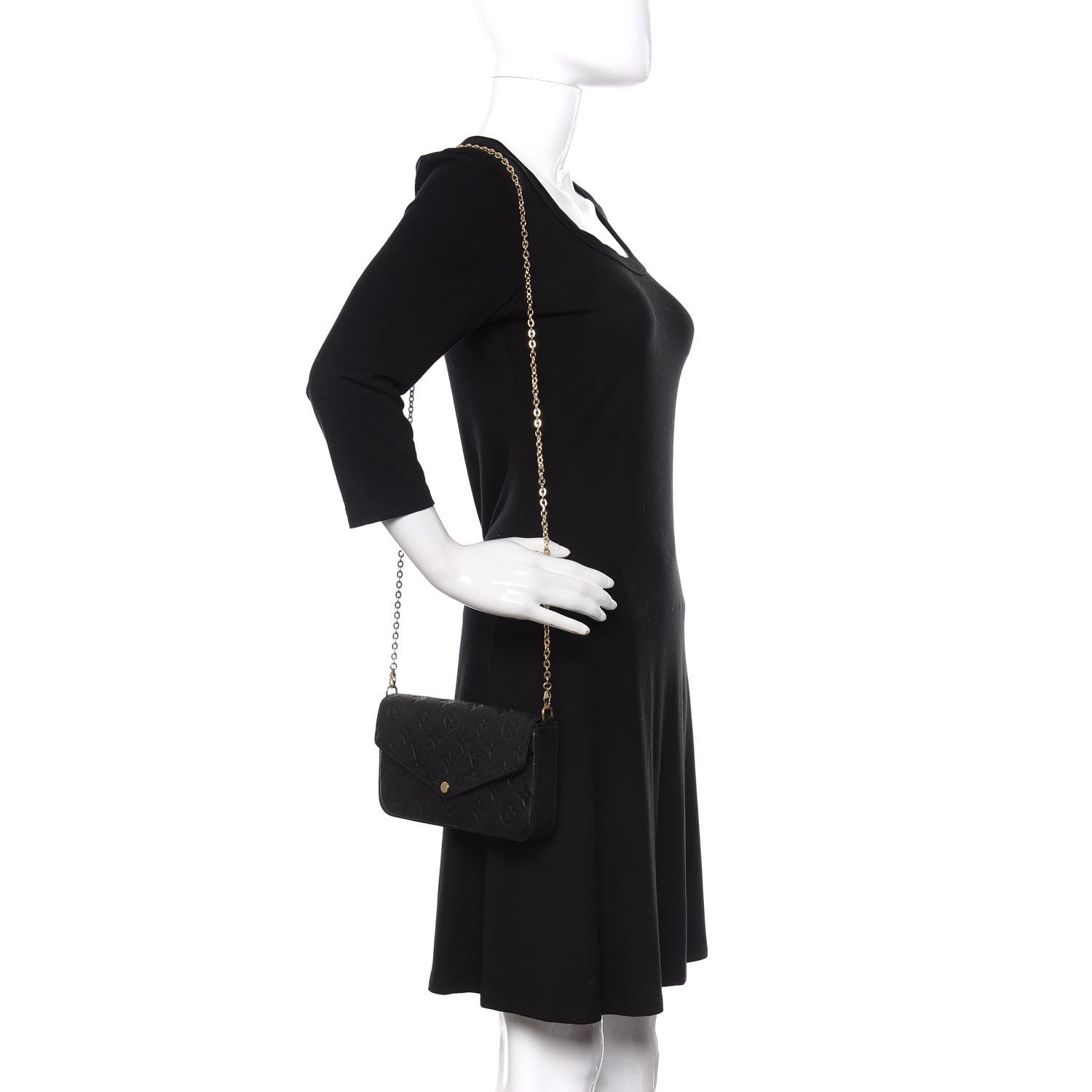 Louis Vuitton Empreinte Pochette Felicie Chain Wallet Black 2 of 13