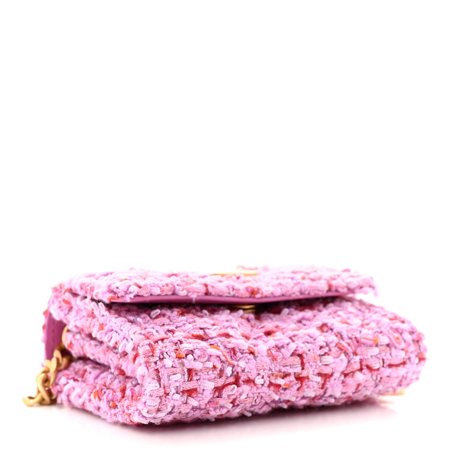Tweed Enamel Quilted Pending CC Card Holder On Chain Light Purple Pink Red