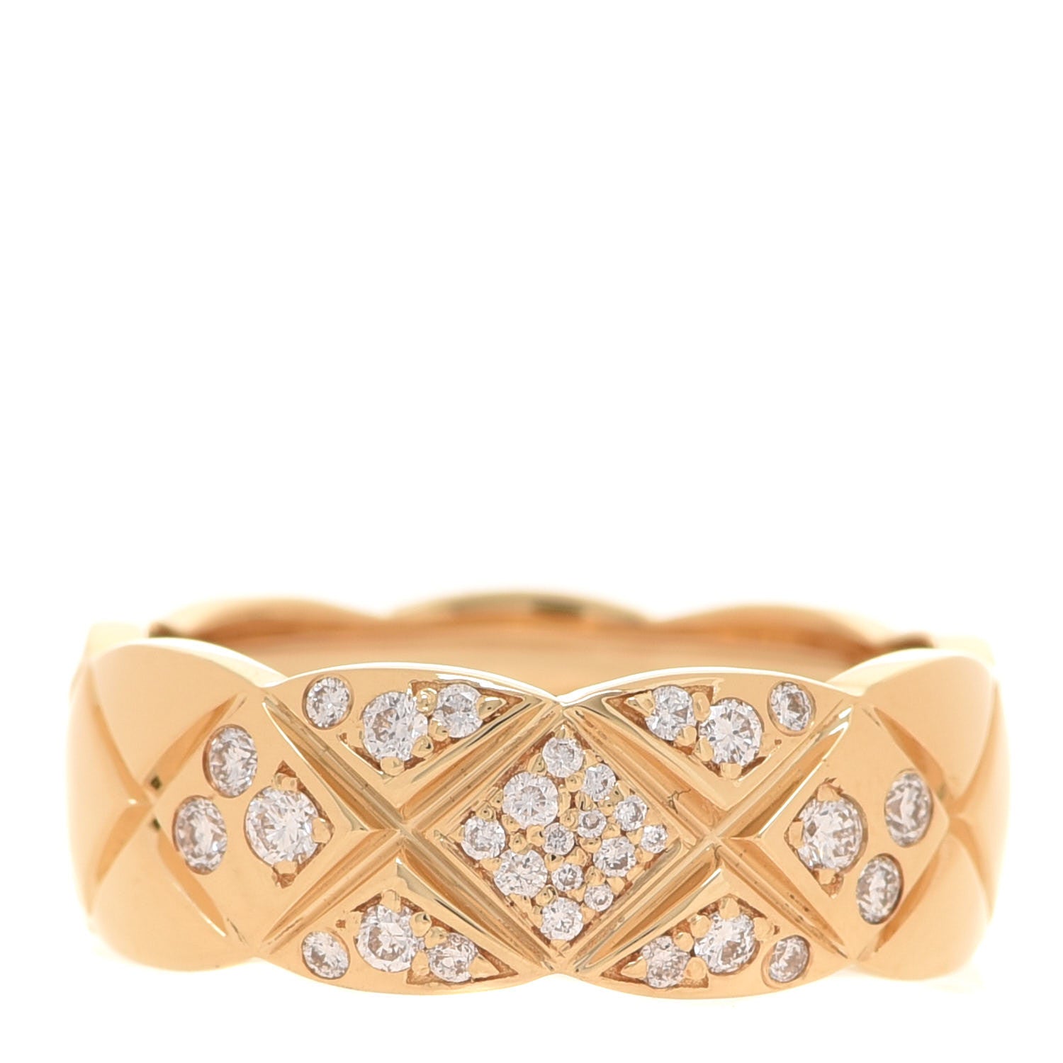 Chanel 18K Yellow Gold Diamond Small Coco Crush Ring 53 6.25 1 of 5