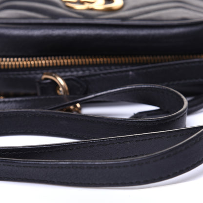 Gucci Calfskin Matelasse Mini GG Marmont Chain Shoulder Bag Black 10 of 13