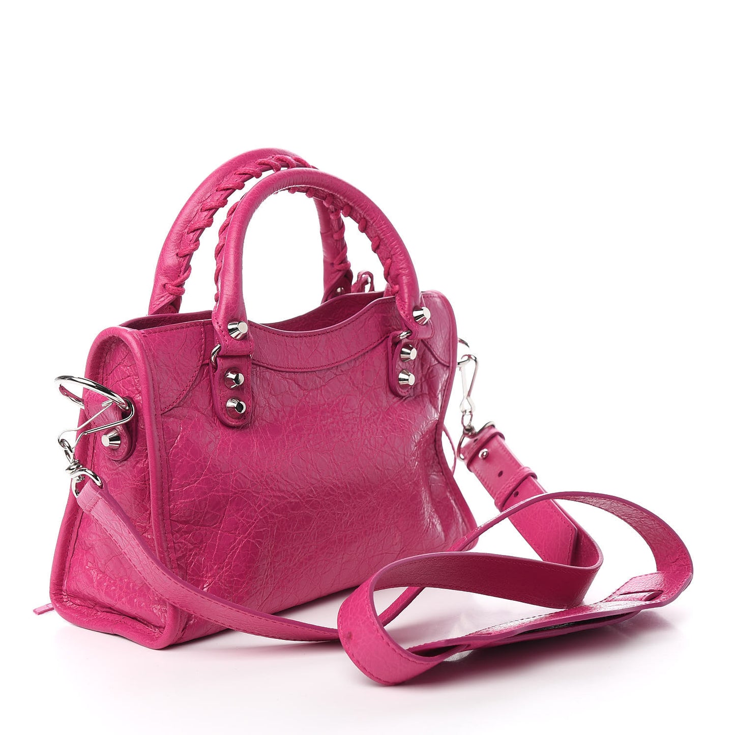 Agneau Classic Silver Hardware Mini City Rose Magenta