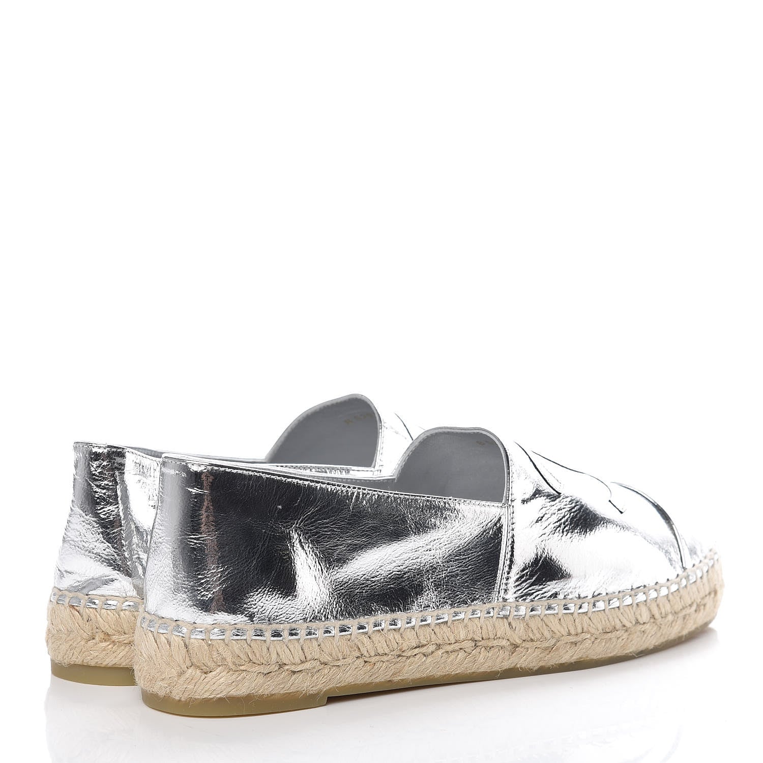 Chanel Laminated Goatskin CC Espadrilles 39 Silver 4 of 11