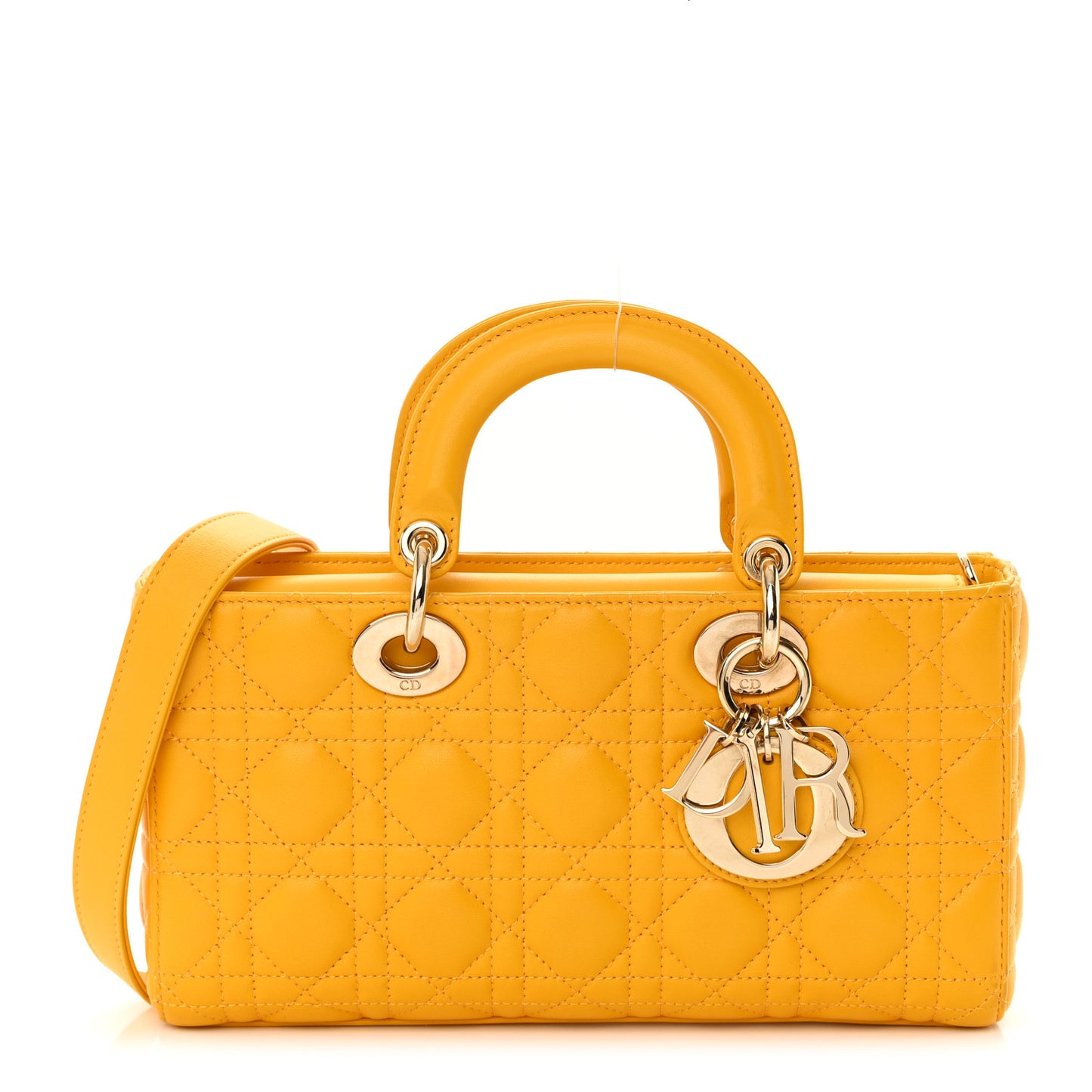 Lambskin Cannage Medium Lady D-Joy Yellow