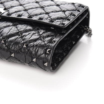 Valentino Garavani Craquele Nappa Rockstud Spike Wallet on Chain Black 8 of 9