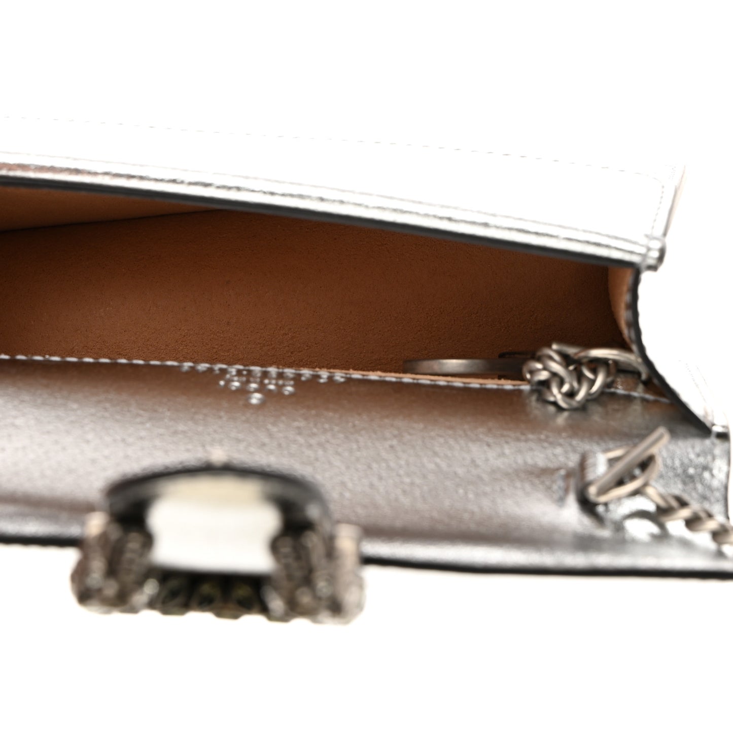 Metallic Calfskin Super Mini Dionysus Shoulder Bag Silver