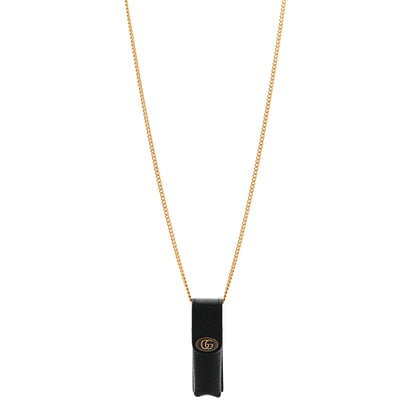 Gucci Textured Dollar Calfskin Enamel GG Lipstick Holder Necklace Black 1 of 8