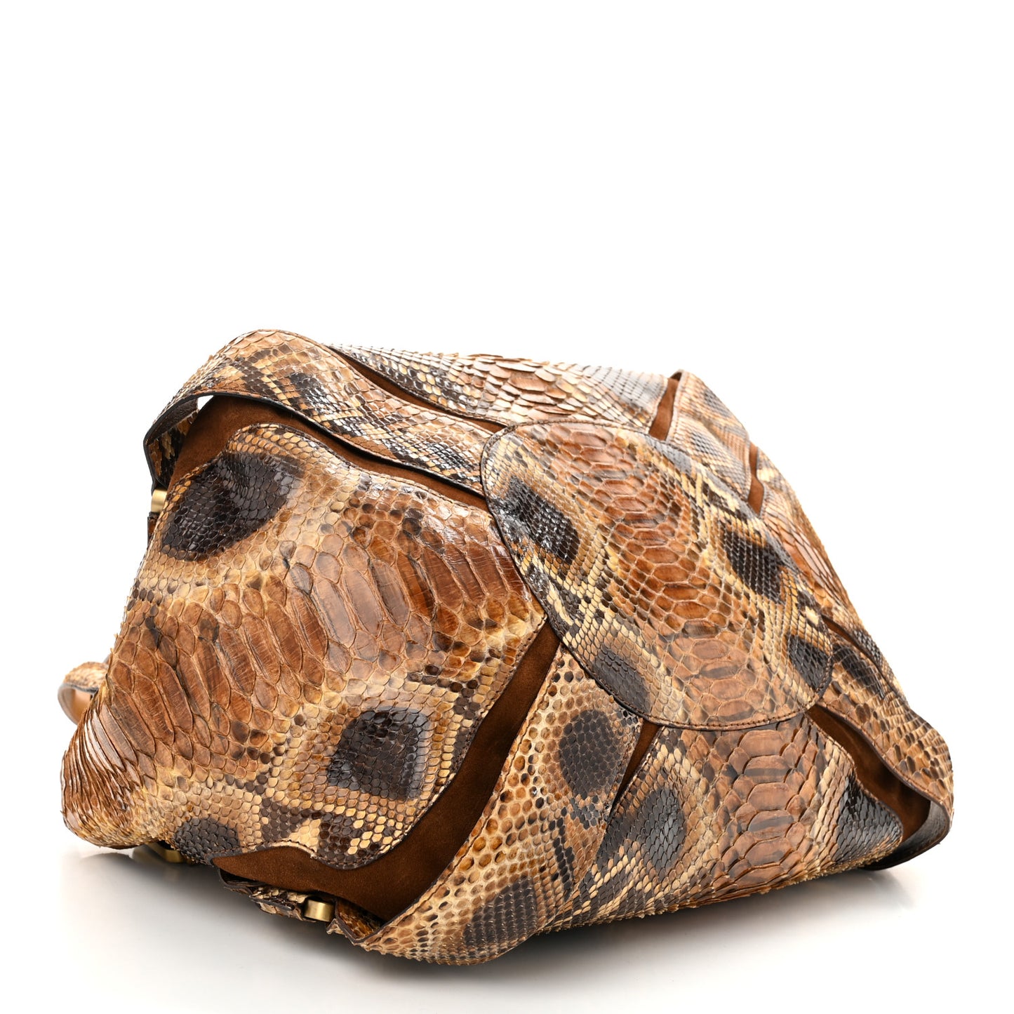 Suede Snakeskin Mahala Tote Brown Multicolor