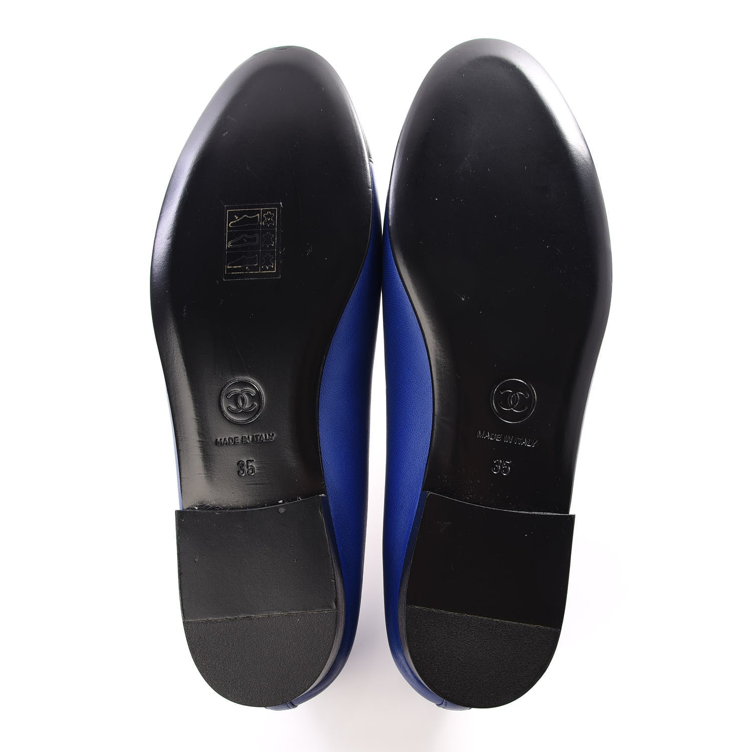 Chanel Lambskin Cap Toe CC Ballerina Flats 35 Blue Black 5 of 8