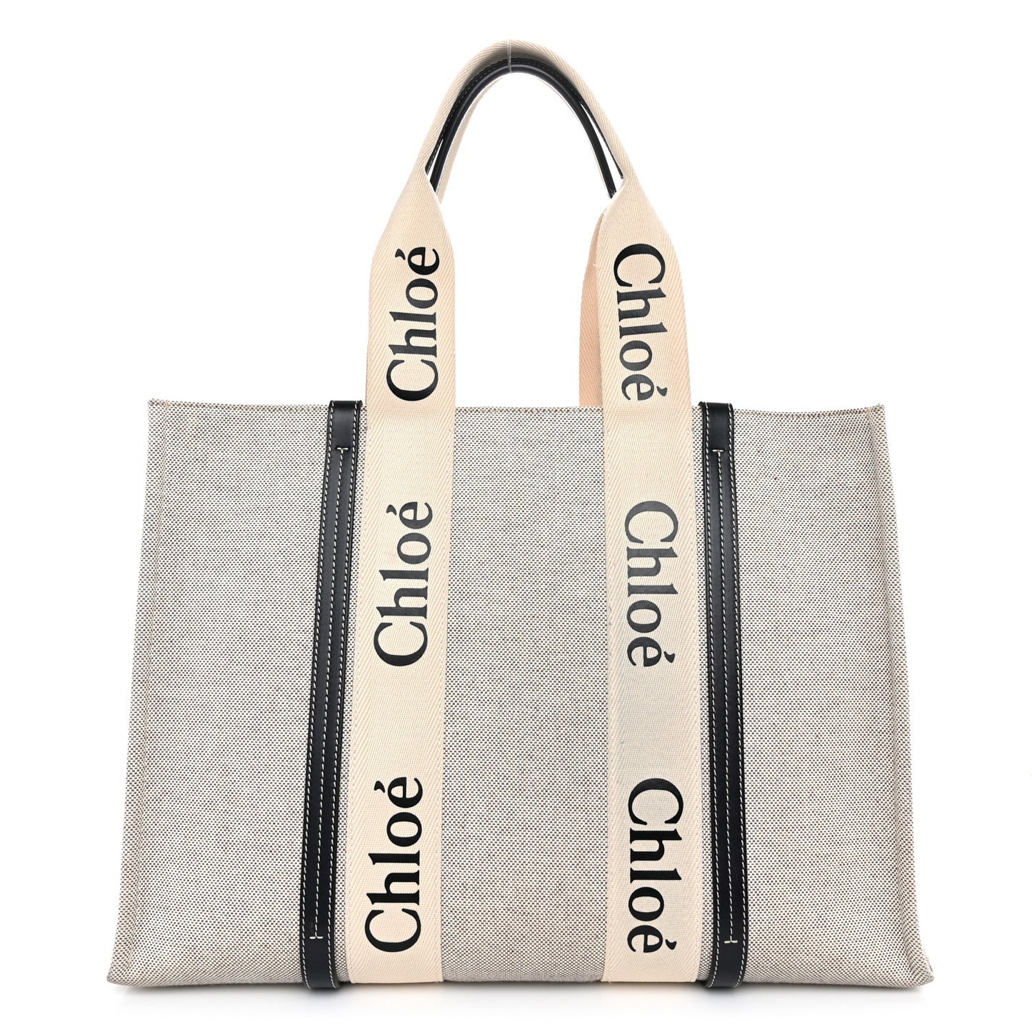 Cotton Calfskin Large Woody Ribbon Tote White Blue
