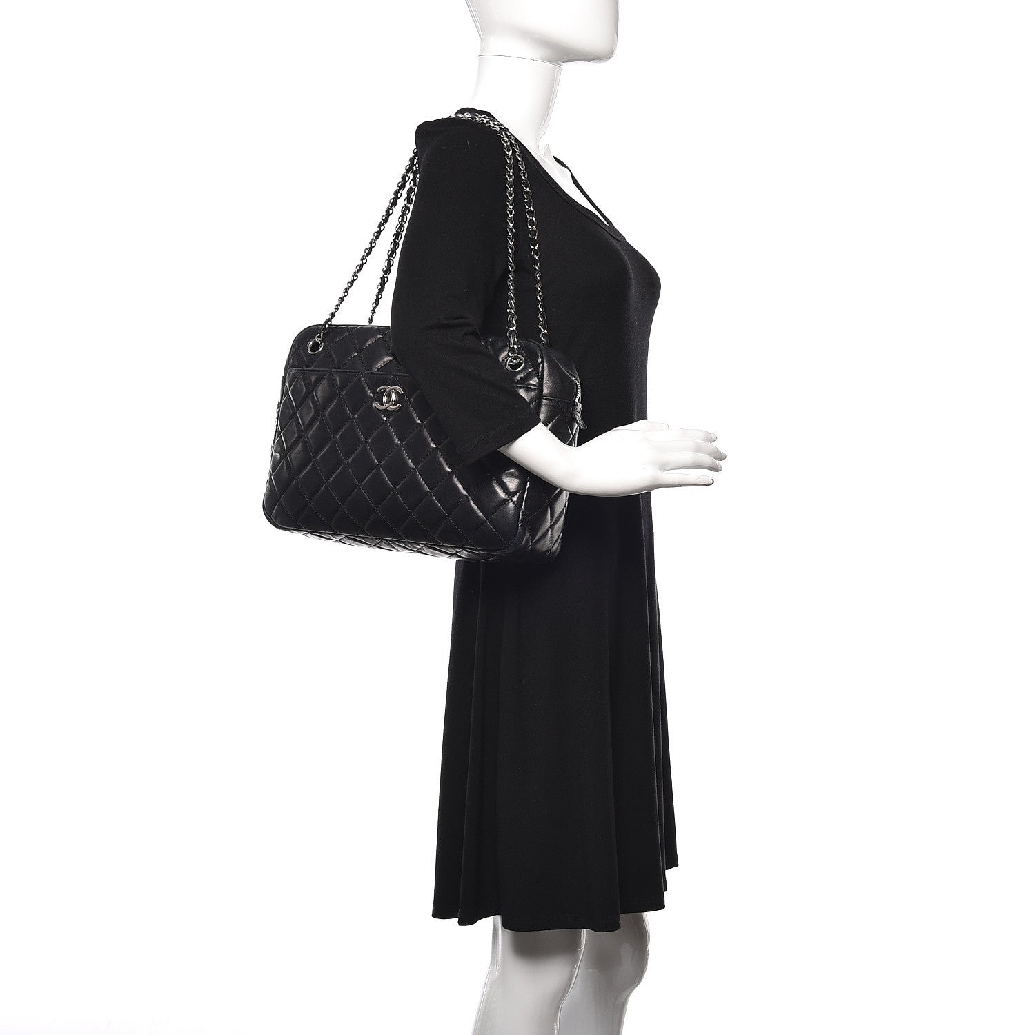 Chanel Lambskin Quilted Large Camera Case Black 2 of 17