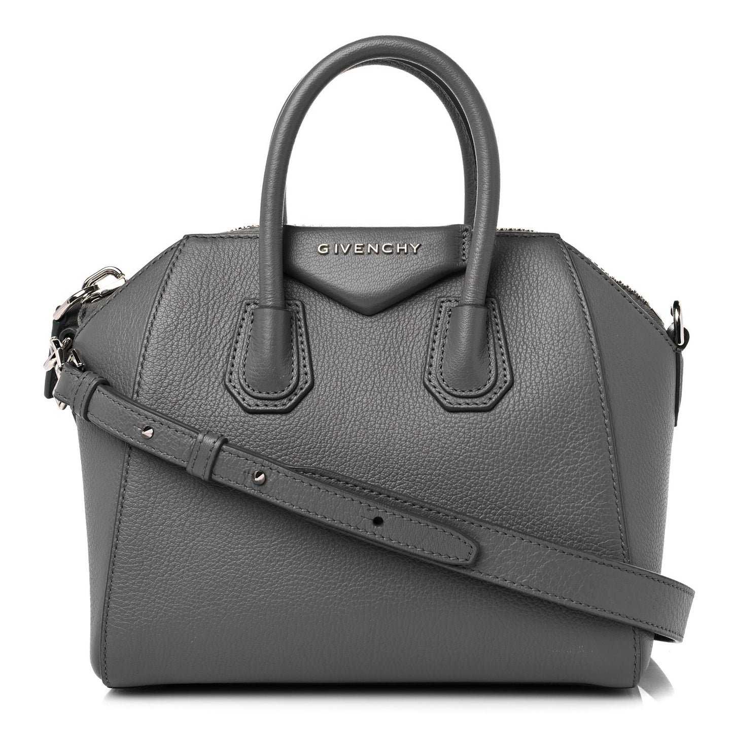 Sugar Goatskin Mini Antigona Pearl Grey