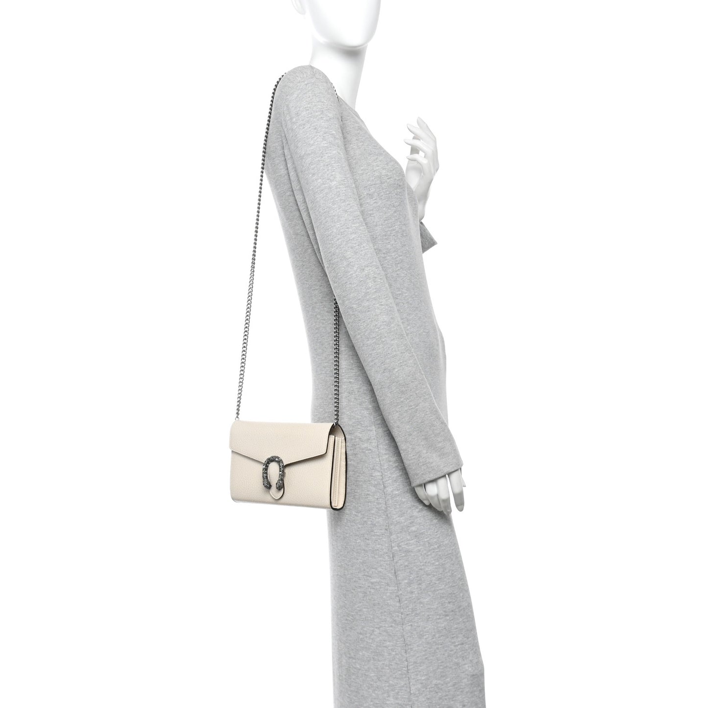 Dollar Calfskin Mini Dionysus Chain Wallet Mystic White