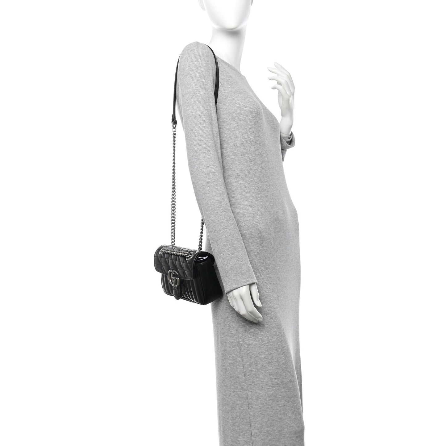 Calfskin Matelasse Aria Mini GG Marmont Shoulder Bag Black