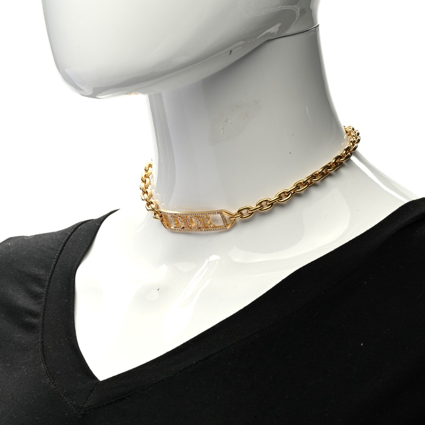 Metal Crystal Dio(r)evolution Choker Necklace Gold