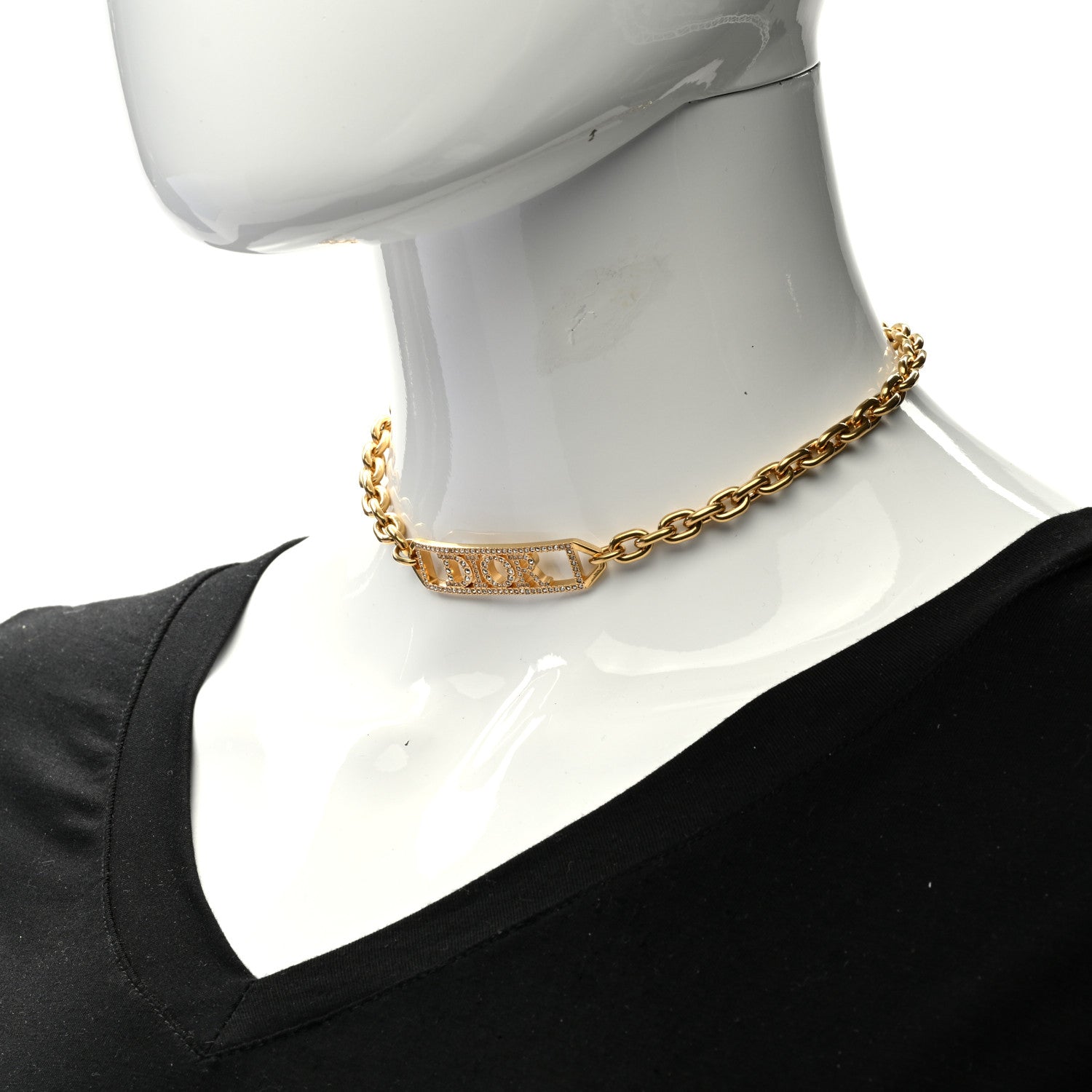 Christian Dior Metal Crystal Dio(r)evolution Choker Necklace Gold 3 of 6