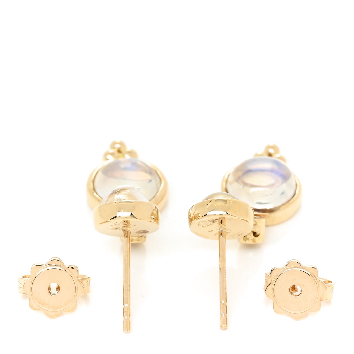 18K Yellow Gold Diamond Moonstone Double Drop Earrings