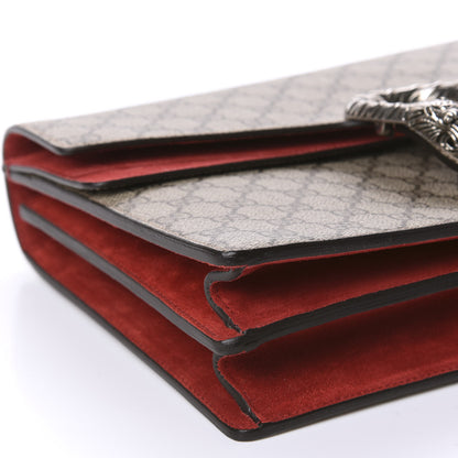 Gucci GG Supreme Monogram Suede Cudu Medium Dionysus Shoulder Bag Beige Ebony Vulcanic Red 6 of 10