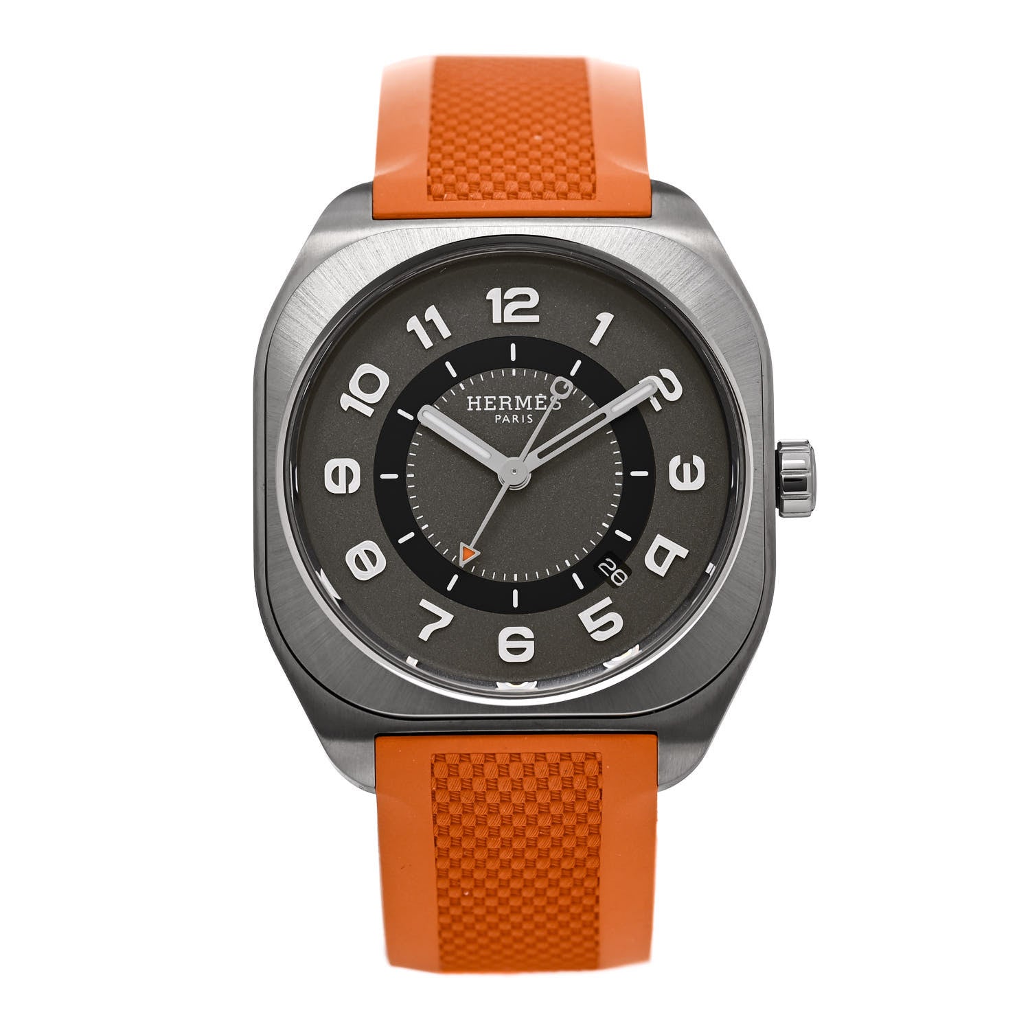 Hermes DLC Coated Titanium Rubber 39mm H08 Automatic Watch Orange 1 of 5