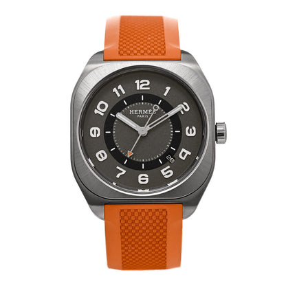 Hermes DLC Coated Titanium Rubber 39mm H08 Automatic Watch Orange 1 of 5