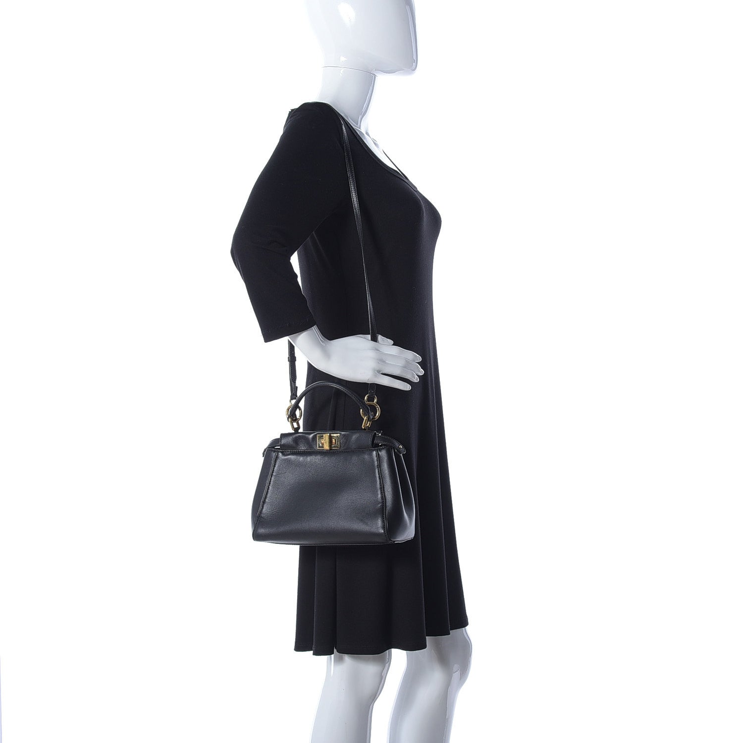 Fendi Nappa Mini Peekaboo Iconic Satchel Black 2 of 10