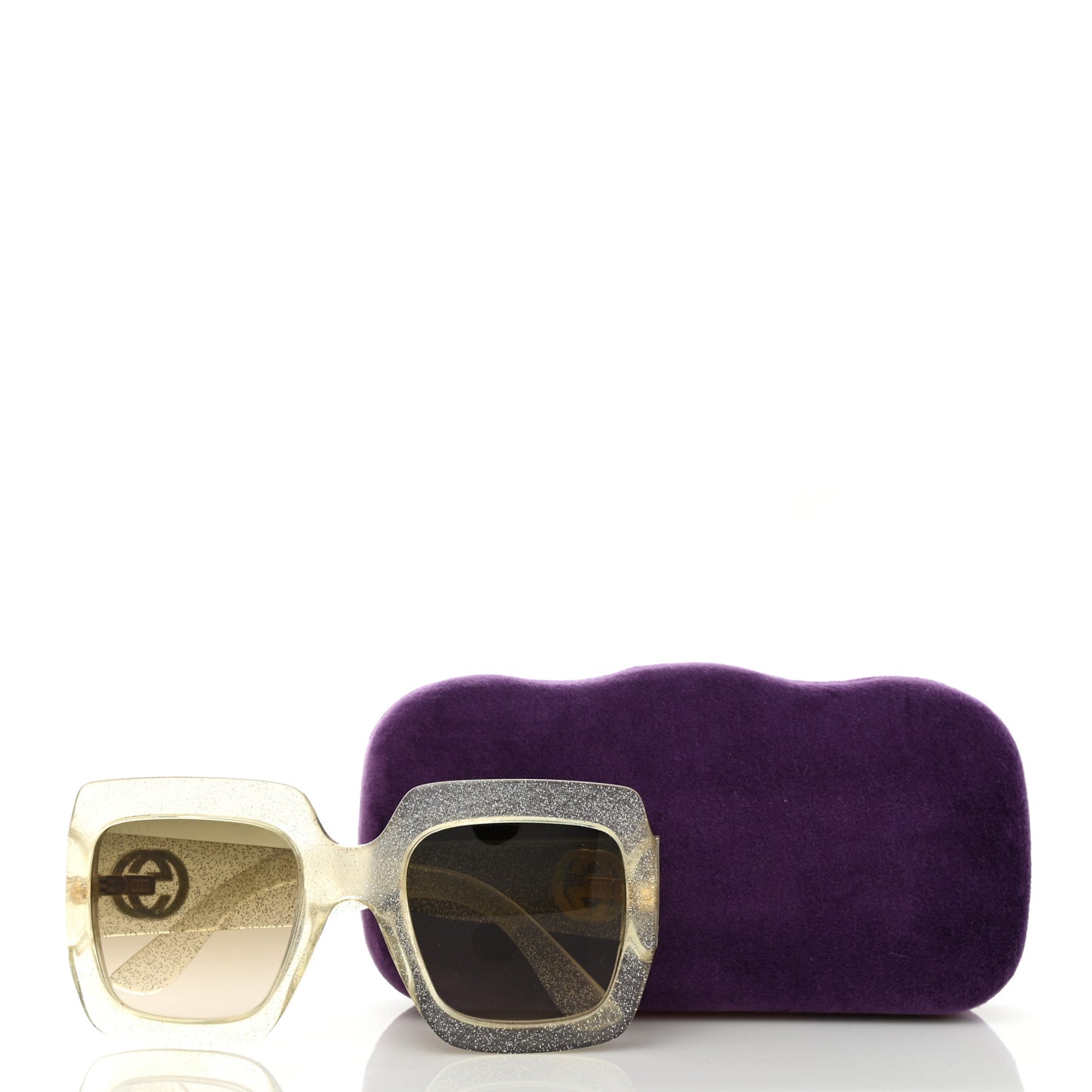 Glitter Acetate Square Frame Sunglasses GG0053S Silver