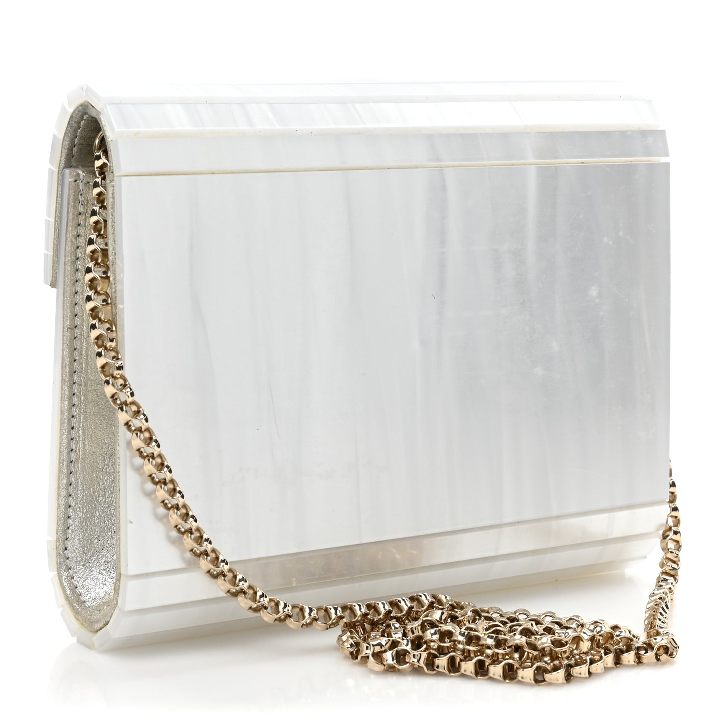 Acrylic Pearl Candy Clutch White